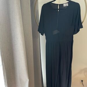 ASOS DESIGN tea jumpsuit with button back detail in black (size 10)